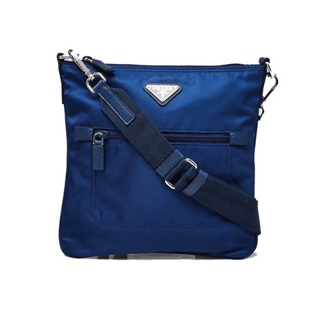 prada small nylon crossbody bag blue|Prada bag with small pouch.